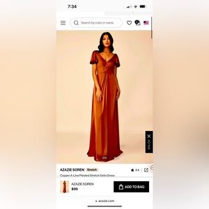 AZAZIE SOREN
Copper A-Line Pleated Stretch Satin Dress